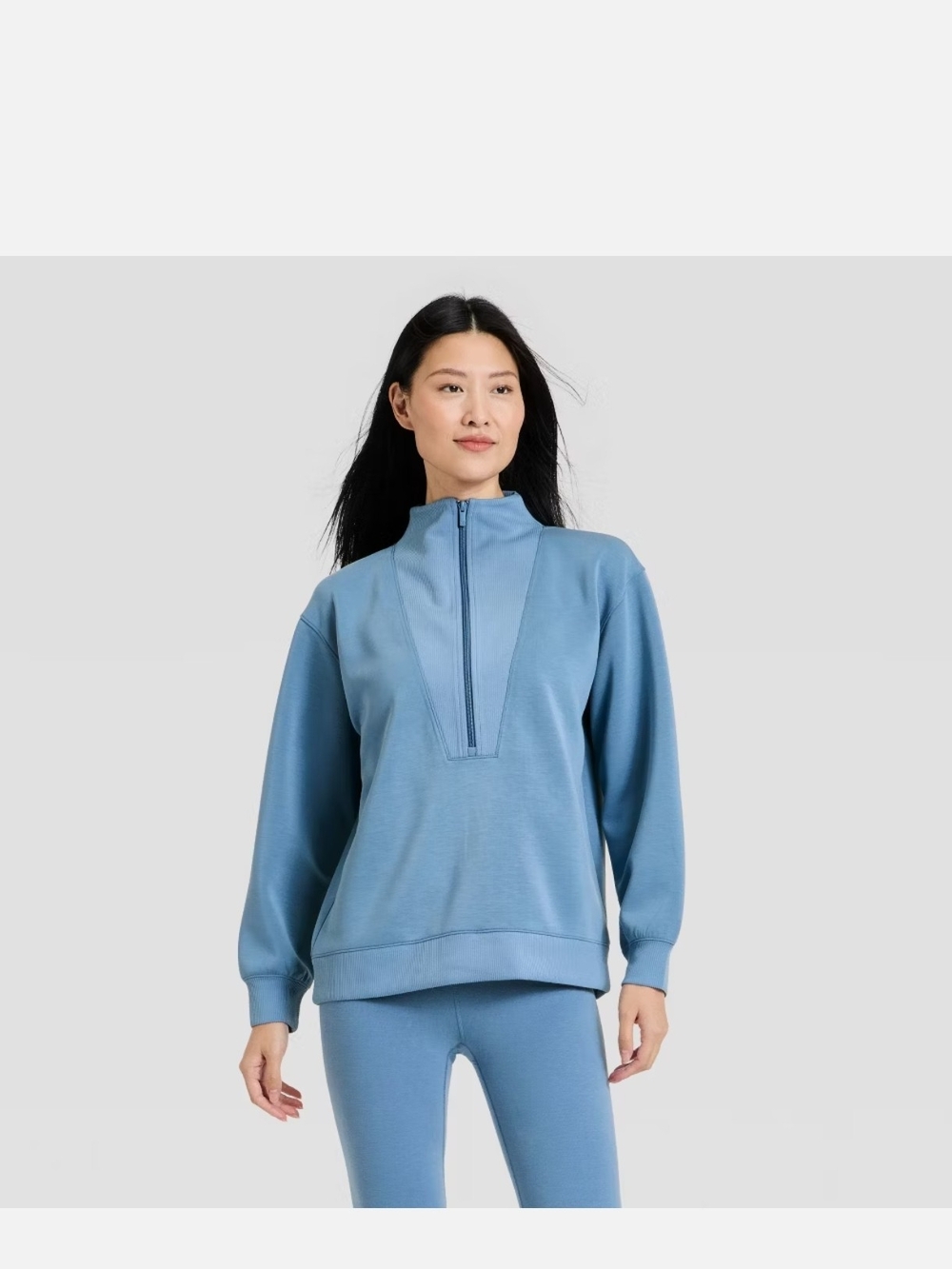 Women Airy Sleek Deep Zip Pullover Sweatshirt - All In Motion